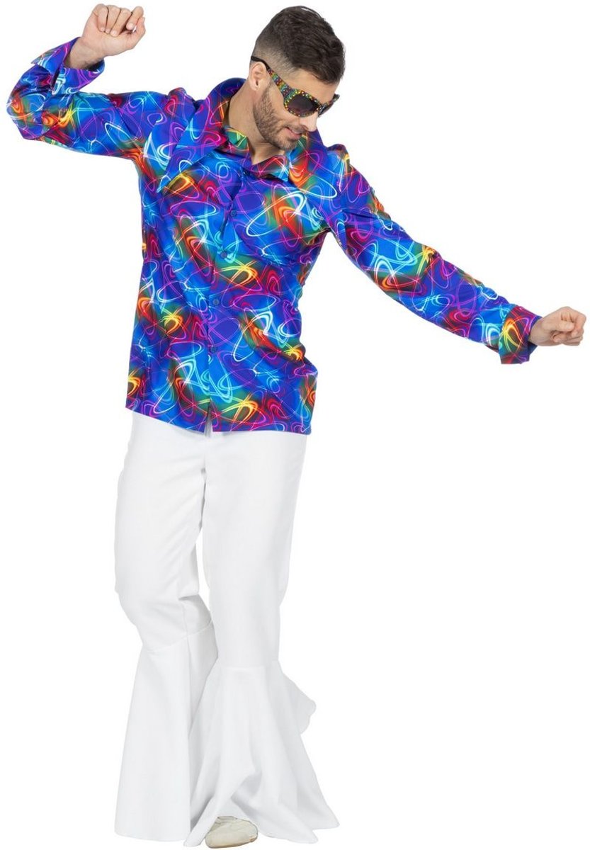Jaren 80 & 90 Kostuum | Shirt Disco Atomic Swirls Man | Maat 48 | Carnaval kostuum | Verkleedkleding